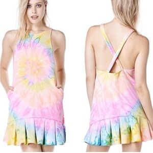 UNIF Colorful Tie-Dye Skater Dress